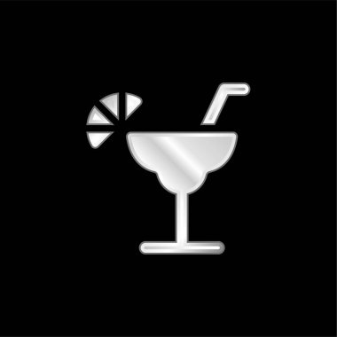 Alcohol silver plated metallic icon clipart