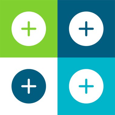 Siyah Dairesel Düğme Düz 4 renk simgesi ekle