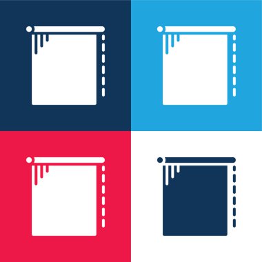 Kör mavi ve kırmızı dört renk minimal simge kümesi