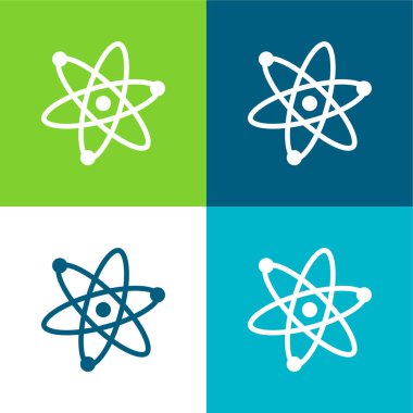 Atoms Symbol Flat four color minimal icon set clipart