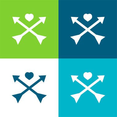 Oklar ve Kalp Düz Renk en az simge kümesi