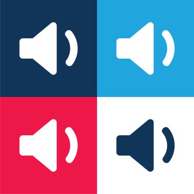 Arayüz Hoparlörü Ses Dolu Mavi ve Kırmızı Dört Renk minimal simgesi