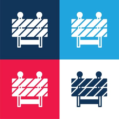Barrier blue and red four color minimal icon set clipart