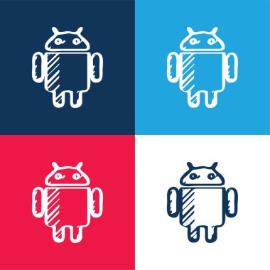 Android Çizilmiş Logo mavi ve kırmızı en küçük simge kümesi