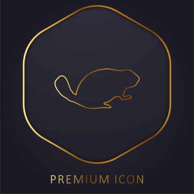 Beaver Mammal Animal Shape golden line premium logo or icon clipart