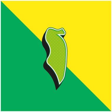 Bahreyn Yeşil ve Sarı Modern 3D vektör simgesi logosu