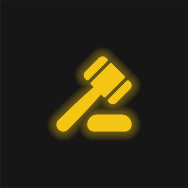 Açık arttırma sarı parlayan neon simgesi
