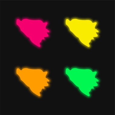 Bosnia And Herzegovina four color glowing neon vector icon clipart