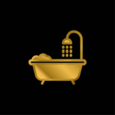 Küvet altın kaplama metalik simge veya logo vektörü