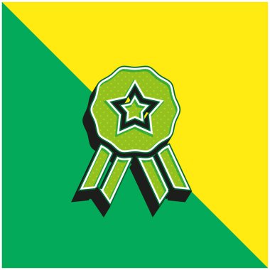 Rozet Yeşil ve Sarı Modern 3D vektör simgesi logosu