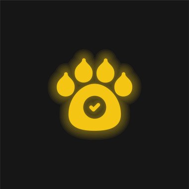 Animals Allowed yellow glowing neon icon clipart