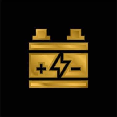 Pil altın kaplamalı metalik simge veya logo vektörü