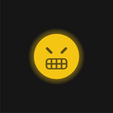 Kızgın Duygu Meydanı Surat Sarı Parlak Neon simgesi