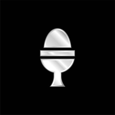 Boiled Egg silver plated metallic icon clipart