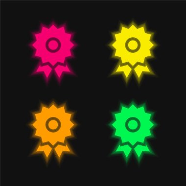 Award four color glowing neon vector icon clipart