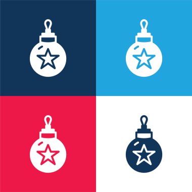 Bauble mavi ve kırmızı dört renk en düşük simge kümesi