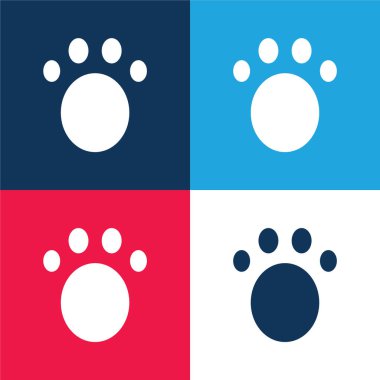 Animal blue and red four color minimal icon set clipart
