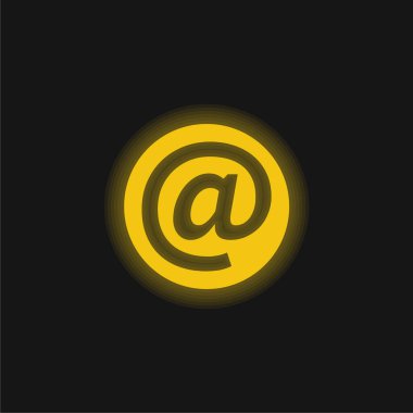 Bir Çemberin İçindeki Sembolde Parlayan sarı neon simgesi