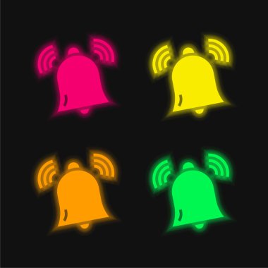 Alarm dört renk parlayan neon vektör simgesi