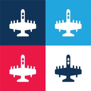 Big Bombardier blue and red four color minimal icon set clipart