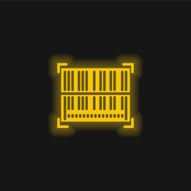 Barkod sarı parlayan neon simgesi