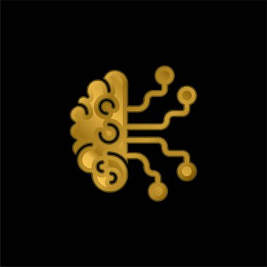 Yapay zeka altın kaplama metalik simge veya logo vektörü