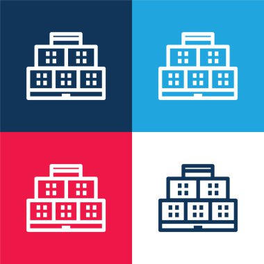 Görünüm Bloğu mavi ve kırmızı dört renk en az simge kümesi