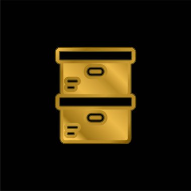 Altın kaplama metalik simge veya logo vektörü kutularName