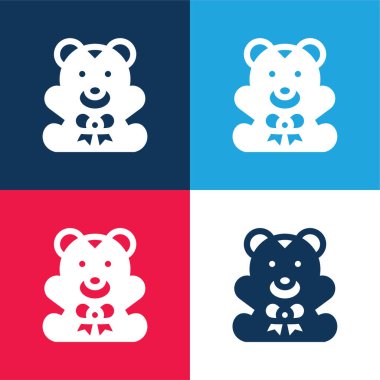 Ayı mavisi ve kırmızı dört renk simgesi seti