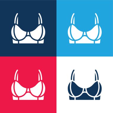 Sütyen mavisi ve kırmızı dört renk minimal simge kümesi