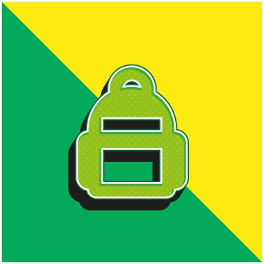Sırt çantası yeşil ve sarı modern 3d vektör simgesi logosu