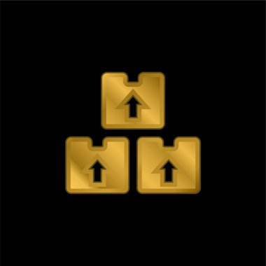 Altın kaplama metalik simge veya logo vektörü kutularName