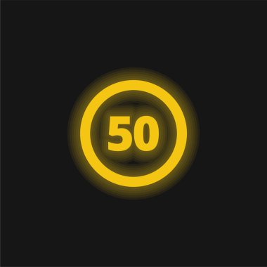 50 Hız Sınırı Sarı Parlak Neon Simgesi