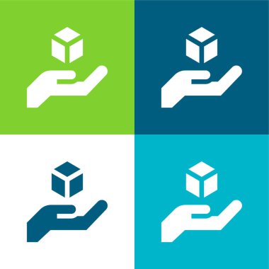 3d Modelleme Düz 4 renk en az simge kümesi