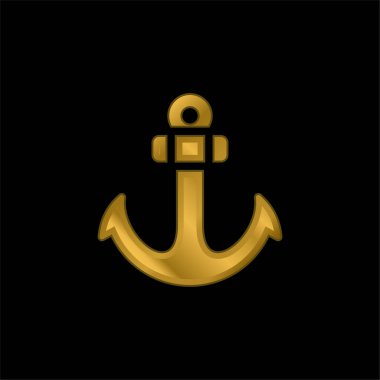 Çapa altın kaplama metalik simge veya logo vektörü