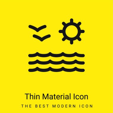 Beach View Of Sea Sun And Seagulls Couple minimal bright yellow material icon