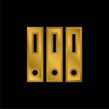 Altın kaplama metalik simge veya logo vektörünü arşivle