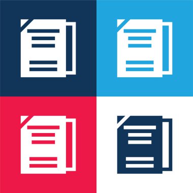 Kitap mavi ve kırmızı dört renk en küçük simge seti