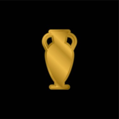 Amphora gold plated metalic icon or logo vector clipart