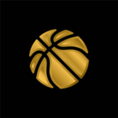 Basketbol altın kaplama metalik simge veya logo vektörü