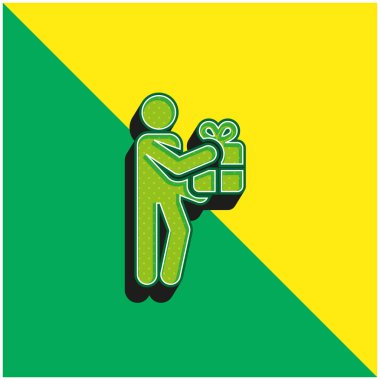 Doğum günü Yeşil ve Sarı Modern 3D vektör simgesi logosu