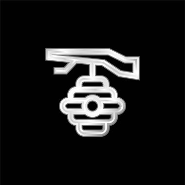 Arı kovanı gümüş kaplama metalik simge