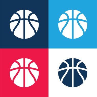 Basketball blue and red four color minimal icon set clipart