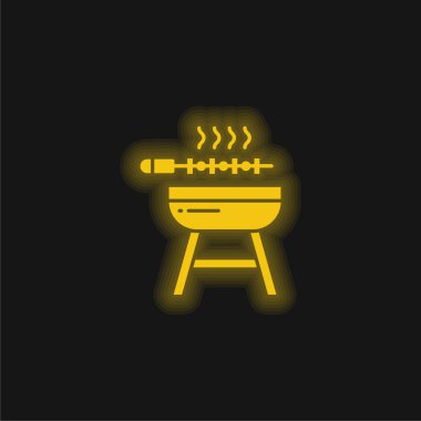 Barbekü sarı parlayan neon simgesi