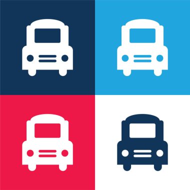 Büyük Otobüs Önü mavi ve kırmızı en küçük simge kümesi