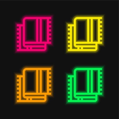 Dört renk parlayan neon vektör simgesi