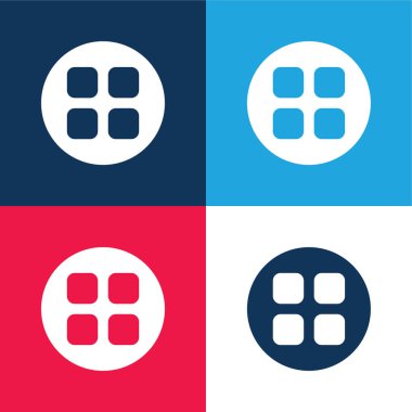 Mavi ve kırmızı dört renk simgesi setini uygular