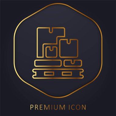 Altın çizgi premium logosunu veya simgesini kutular