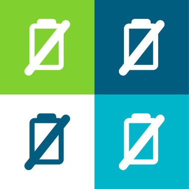 Batarya Düz 4 renk en küçük simge seti