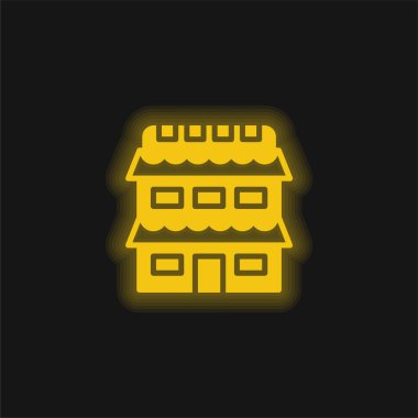 Daire sarı parlak neon simgesi